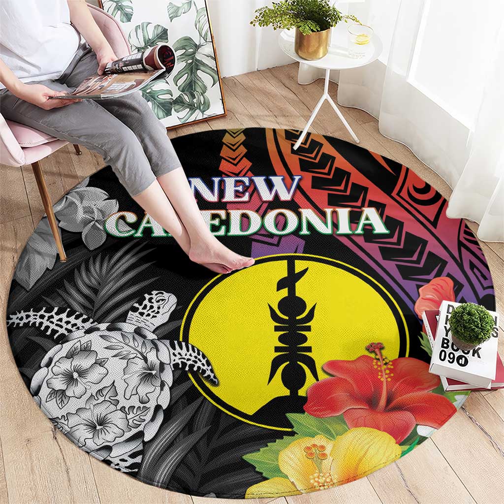 New Caledonia Bastille Day Round Carpet Tropical Turtle Hibiscus Polynesian Pattern LT05 - Polynesian Pride