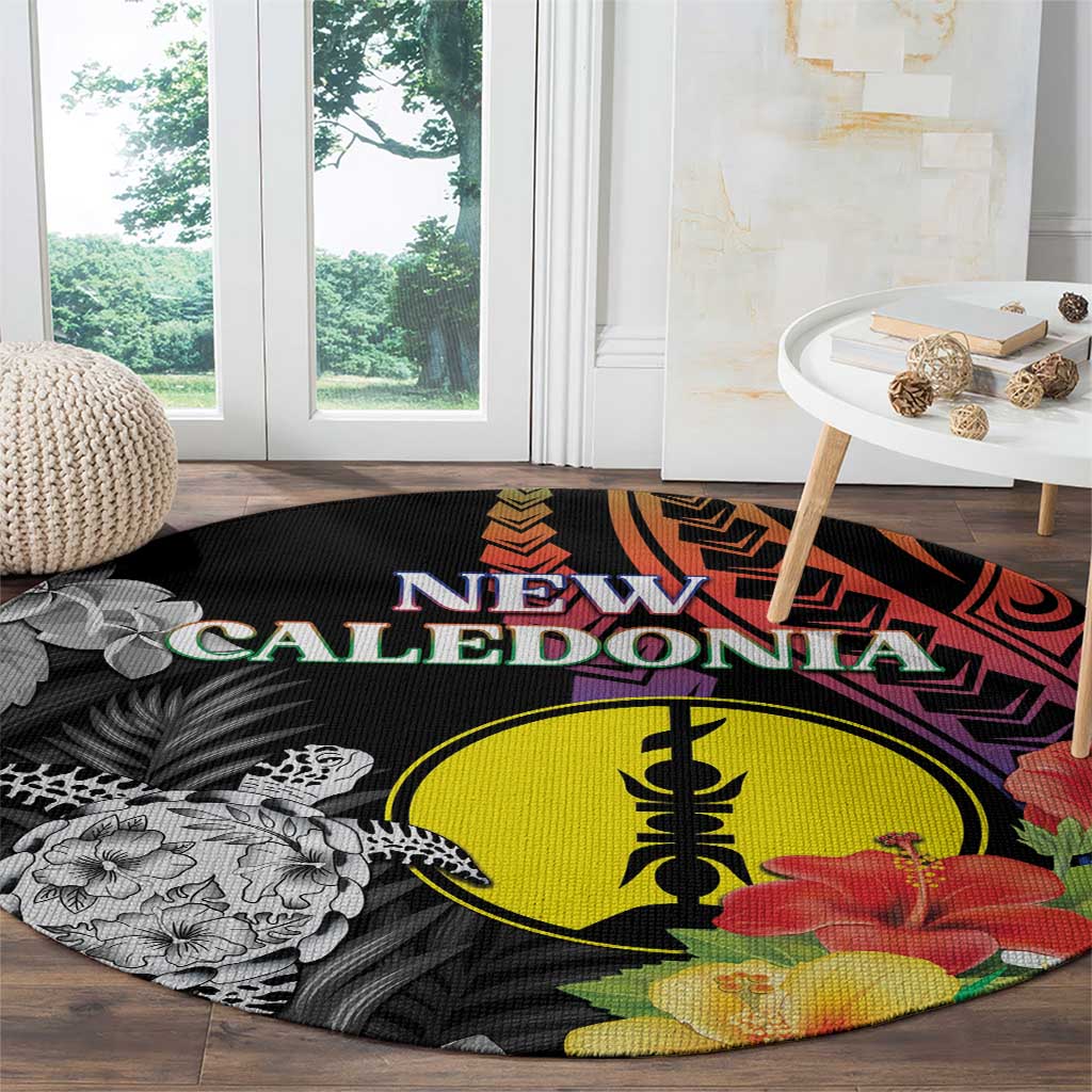 New Caledonia Bastille Day Round Carpet Tropical Turtle Hibiscus Polynesian Pattern LT05 - Polynesian Pride