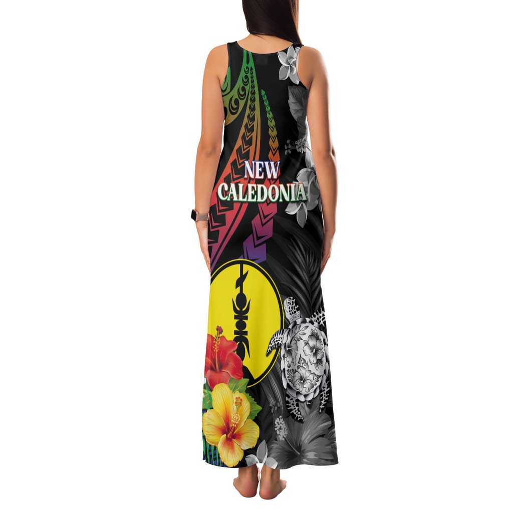 New Caledonia Bastille Day Tank Maxi Dress Tropical Turtle Hibiscus Polynesian Pattern