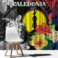 New Caledonia Bastille Day Window Curtain Tropical Turtle Hibiscus Polynesian Pattern