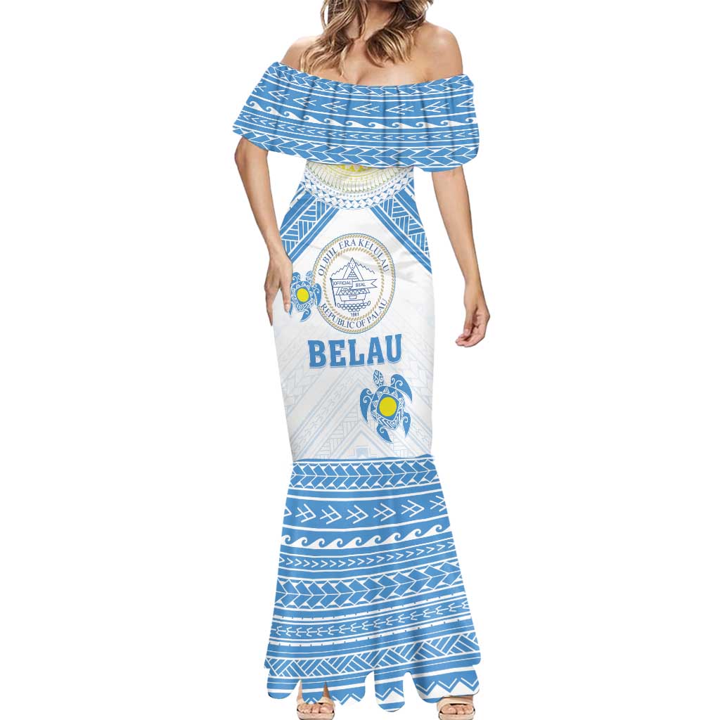 Personalised Palau Constitution Day Mermaid Dress Polynesian Turtle