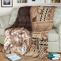 Samoa Siapo Elegant Blanket Hibiscus Chocolate Brown Motifs - Polynesian Pride