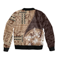 Samoa Siapo Elegant Bomber Jacket Hibiscus Chocolate Brown Motifs LT05 - Polynesian Pride