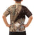 Samoa Siapo Elegant Family Matching Off Shoulder Short Dress and Hawaiian Shirt Hibiscus Chocolate Brown Motifs - Polynesian Pride
