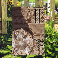 Samoa Siapo Elegant Garden Flag Hibiscus Chocolate Brown Motifs - Polynesian Pride