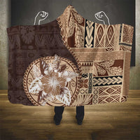 Samoa Siapo Elegant Hooded Blanket Hibiscus Chocolate Brown Motifs - Polynesian Pride