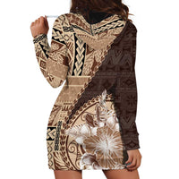 Samoa Siapo Elegant Hoodie Dress Hibiscus Chocolate Brown Motifs LT05 - Polynesian Pride