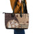 Samoa Siapo Elegant Leather Tote Bag Hibiscus Chocolate Brown Motifs - Polynesian Pride
