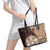 Samoa Siapo Elegant Leather Tote Bag Hibiscus Chocolate Brown Motifs - Polynesian Pride