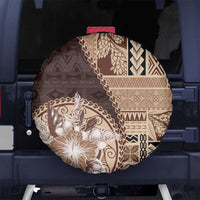 Samoa Siapo Elegant Spare Tire Cover Hibiscus Chocolate Brown Motifs LT05 No hole Brown - Polynesian Pride