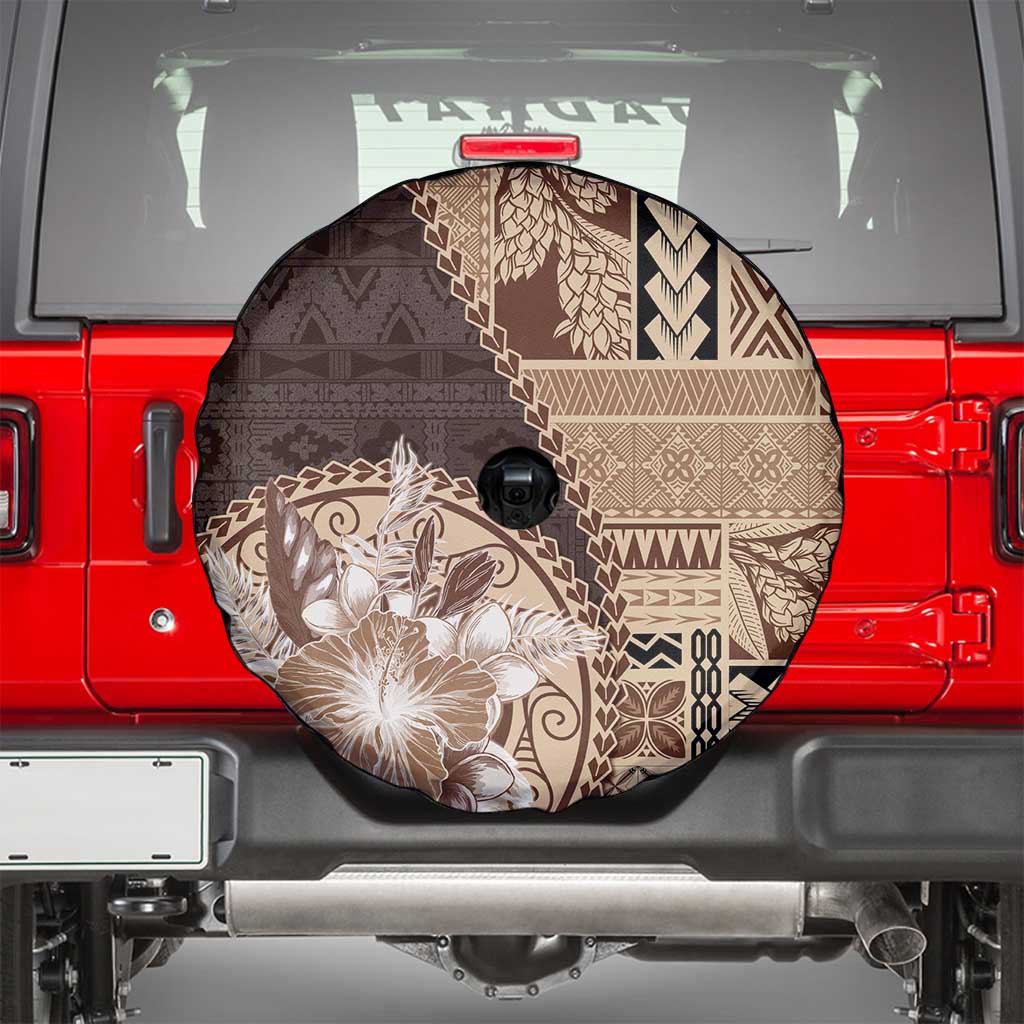 Samoa Siapo Elegant Spare Tire Cover Hibiscus Chocolate Brown Motifs LT05 - Polynesian Pride