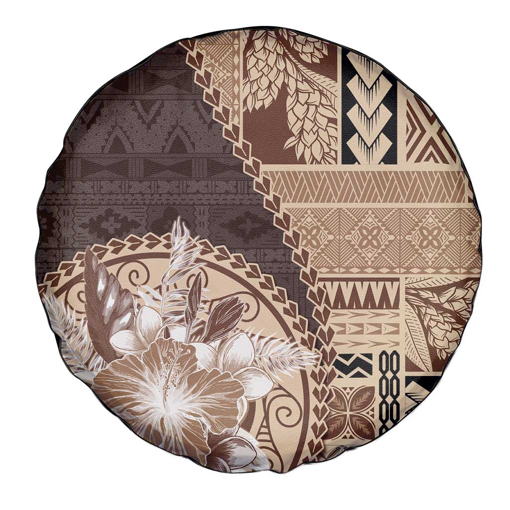 Samoa Siapo Elegant Spare Tire Cover Hibiscus Chocolate Brown Motifs LT05 - Polynesian Pride