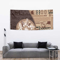 Samoa Siapo Elegant Tapestry Hibiscus Chocolate Brown Motifs - Polynesian Pride