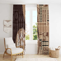 Samoa Siapo Elegant Window Curtain Hibiscus Chocolate Brown Motifs - Polynesian Pride