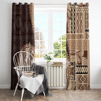 Samoa Siapo Elegant Window Curtain Hibiscus Chocolate Brown Motifs - Polynesian Pride
