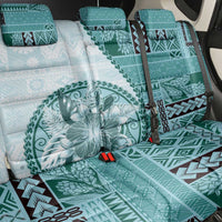 Samoa Siapo Elegant Back Car Seat Cover Hibiscus Teal Motifs - Polynesian Pride