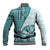 Samoa Siapo Elegant Baseball Jacket Hibiscus Teal Motifs - Polynesian Pride