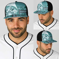 Samoa Siapo Elegant Baseball Net Cap Hibiscus Teal Motifs - Polynesian Pride