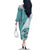 Samoa Siapo Elegant Family Matching Off The Shoulder Long Sleeve Dress and Hawaiian Shirt Hibiscus Teal Motifs - Polynesian Pride