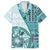 Samoa Siapo Elegant Family Matching Summer Maxi Dress and Hawaiian Shirt Hibiscus Teal Motifs - Polynesian Pride
