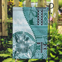 Samoa Siapo Elegant Garden Flag Hibiscus Teal Motifs - Polynesian Pride