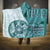 Samoa Siapo Elegant Hooded Blanket Hibiscus Teal Motifs - Polynesian Pride