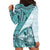 Samoa Siapo Elegant Hoodie Dress Hibiscus Teal Motifs - Polynesian Pride
