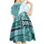 Samoa Siapo Elegant Kid Short Sleeve Dress Hibiscus Teal Motifs - Polynesian Pride