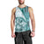 Samoa Siapo Elegant Men Tank Top Hibiscus Teal Motifs - Polynesian Pride