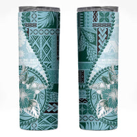 Samoa Siapo Elegant Skinny Tumbler Hibiscus Teal Motifs LT05 Teal - Polynesian Pride