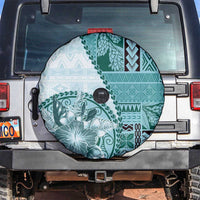 Samoa Siapo Elegant Spare Tire Cover Hibiscus Teal Motifs LT05 Teal - Polynesian Pride