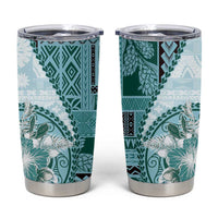 Samoa Siapo Elegant Tumbler Cup Hibiscus Teal Motifs - Polynesian Pride