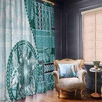 Samoa Siapo Elegant Window Curtain Hibiscus Teal Motifs - Polynesian Pride