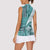 Samoa Siapo Elegant Women Sleeveless Polo Shirt Hibiscus Teal Motifs - Polynesian Pride