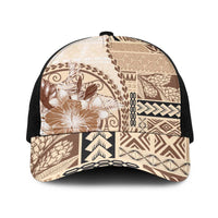 Samoa Siapo Elegant Baseball Net Cap Hibiscus Beige Motifs - Polynesian Pride