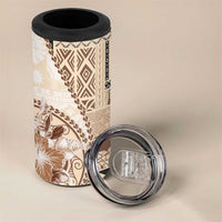Samoa Siapo Elegant 4 in 1 Can Cooler Tumbler Hibiscus Beige Motifs - Polynesian Pride