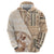 Samoa Siapo Elegant Hoodie Hibiscus Beige Motifs - Polynesian Pride