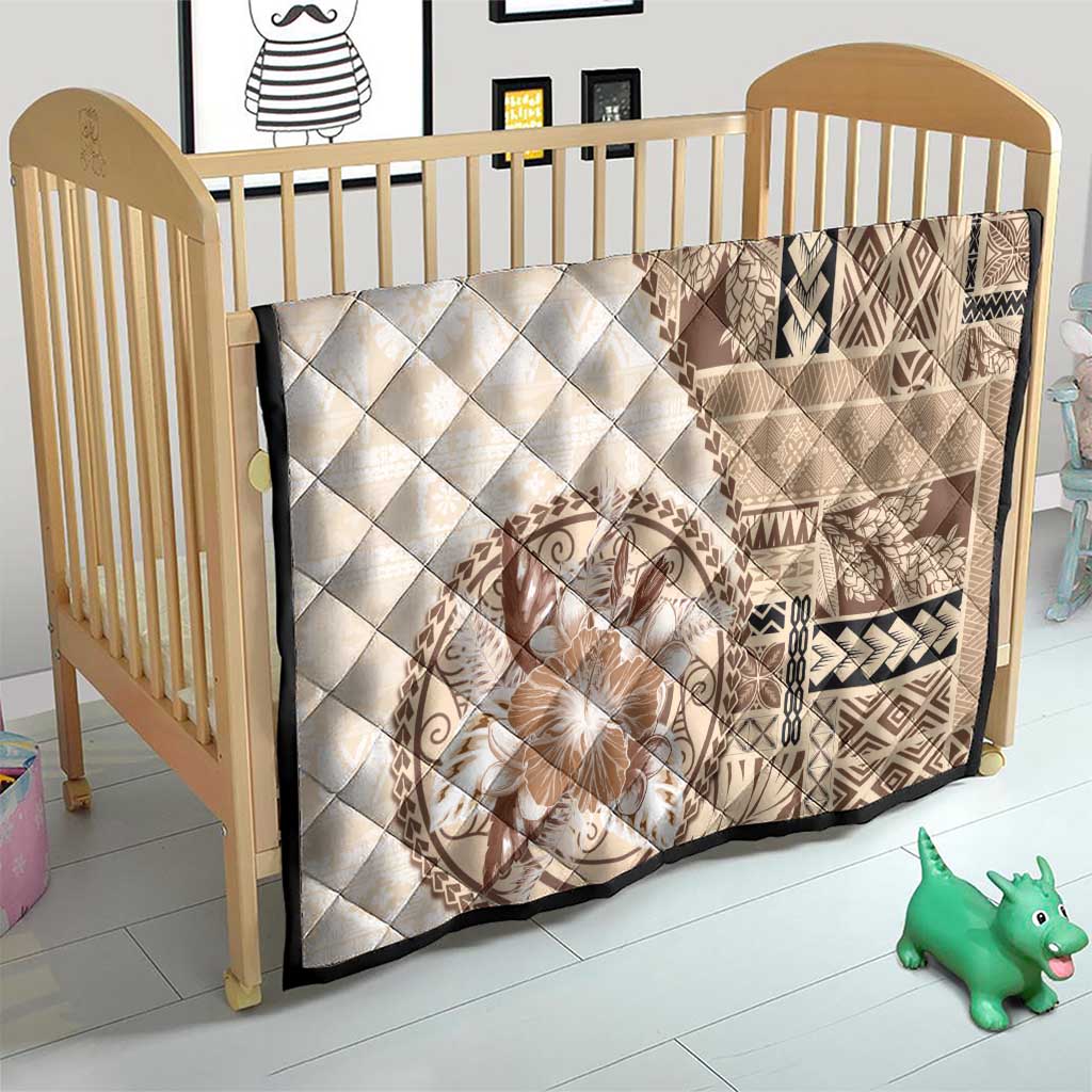 Samoa Siapo Elegant Quilt Hibiscus Beige Motifs - Polynesian Pride