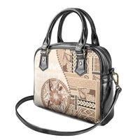 Samoa Siapo Elegant Shoulder Handbag Hibiscus Beige Motifs - Polynesian Pride