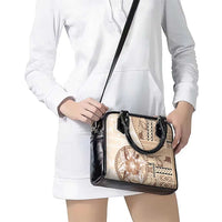Samoa Siapo Elegant Shoulder Handbag Hibiscus Beige Motifs - Polynesian Pride