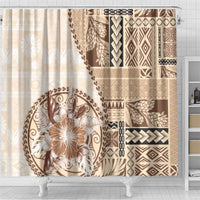Samoa Siapo Elegant Shower Curtain Hibiscus Beige Motifs - Polynesian Pride