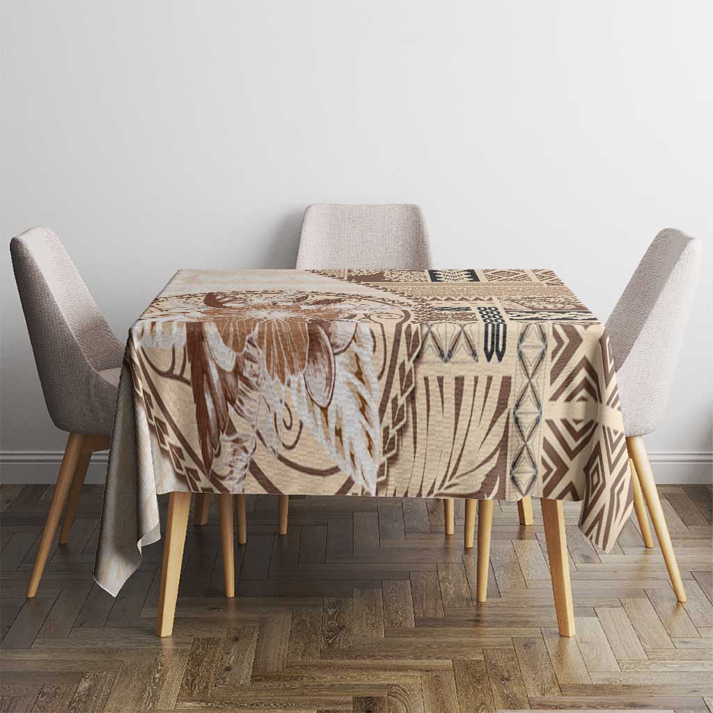 Samoa Siapo Elegant Tablecloth Hibiscus Beige Motifs - Polynesian Pride