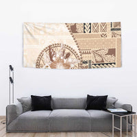 Samoa Siapo Elegant Tapestry Hibiscus Beige Motifs - Polynesian Pride