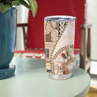 Samoa Siapo Elegant Tumbler Cup Hibiscus Beige Motifs - Polynesian Pride