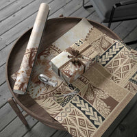 Samoa Siapo Elegant Wrapping Paper Hibiscus Beige Motifs - Polynesian Pride