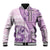 Samoa Siapo Elegant Baseball Jacket Hibiscus Violet Motifs - Polynesian Pride