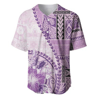 Samoa Siapo Elegant Baseball Jersey Hibiscus Violet Motifs - Polynesian Pride