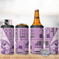 Samoa Siapo Elegant 4 in 1 Can Cooler Tumbler Hibiscus Violet Motifs - Polynesian Pride