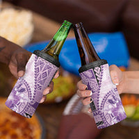 Samoa Siapo Elegant 4 in 1 Can Cooler Tumbler Hibiscus Violet Motifs - Polynesian Pride