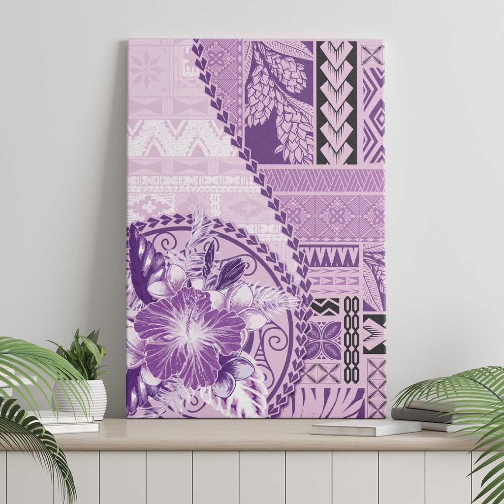 Samoa Siapo Elegant Canvas Wall Art Hibiscus Violet Motifs - Polynesian Pride
